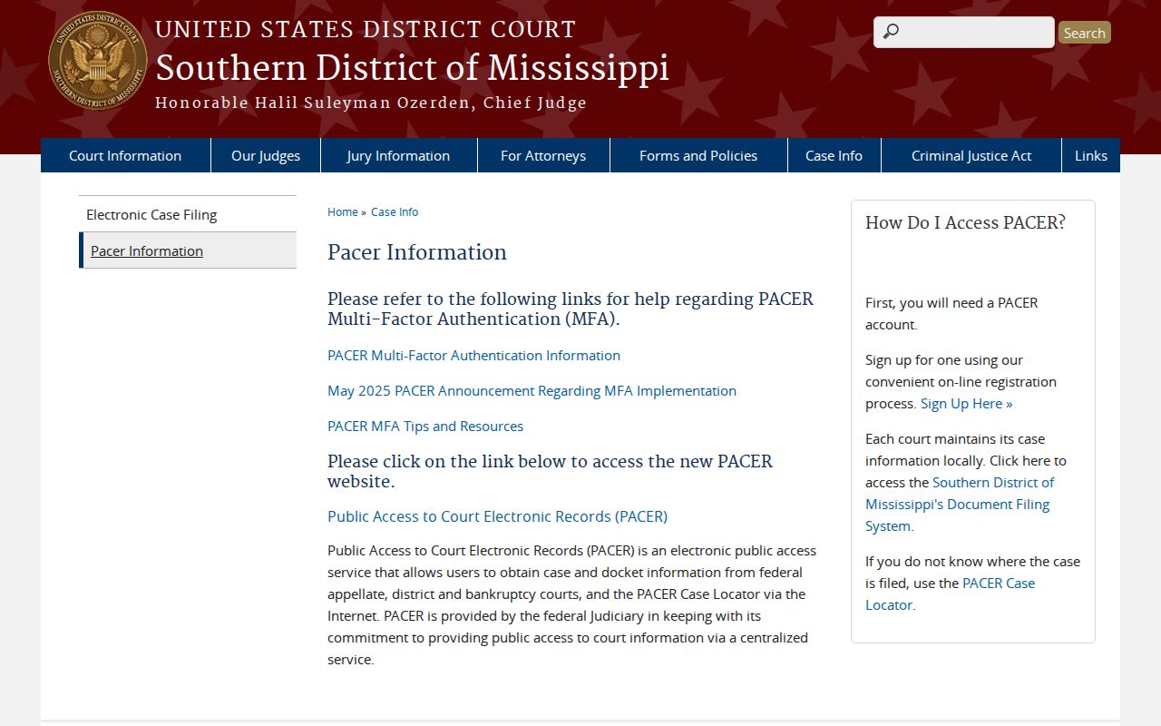 Perry County case search federal PACER information