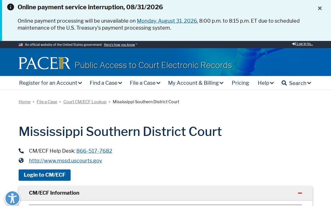Perry County case search Southern District federal court lookup