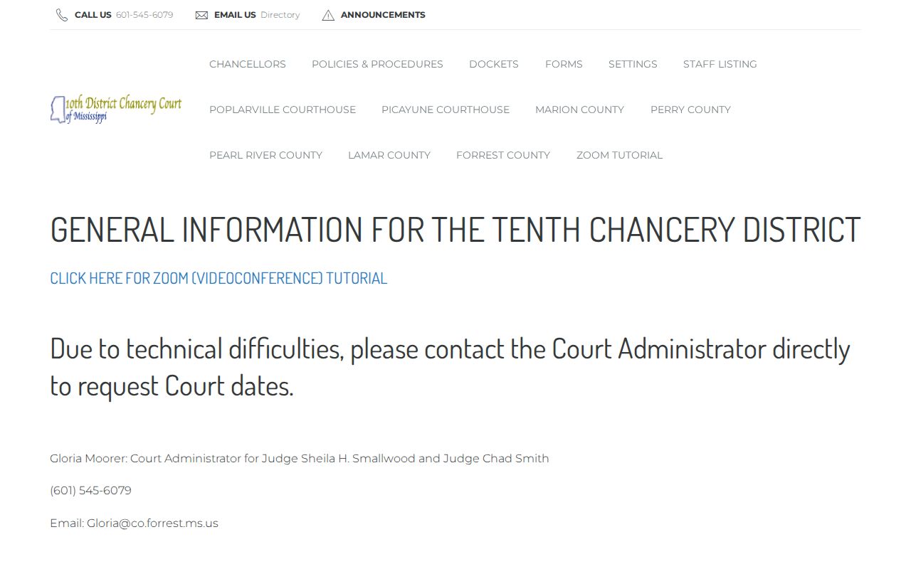 Perry County civil docket Tenth Chancery District venue page