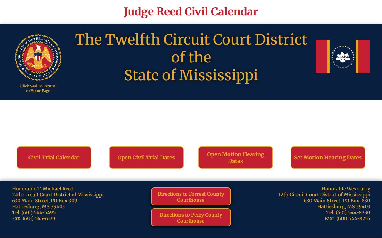 Perry County court schedule Twelfth Circuit civil calendar links