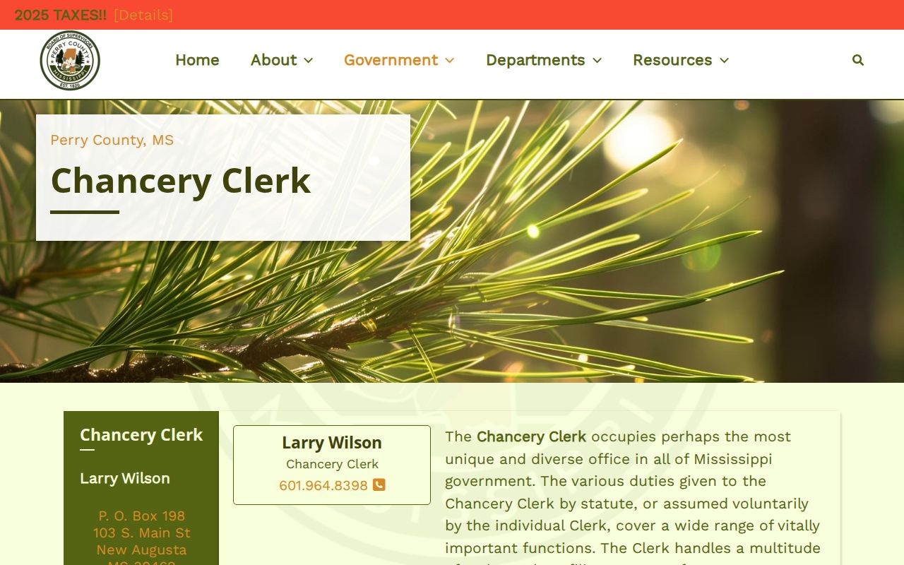 Perry County court case records Chancery Clerk office page