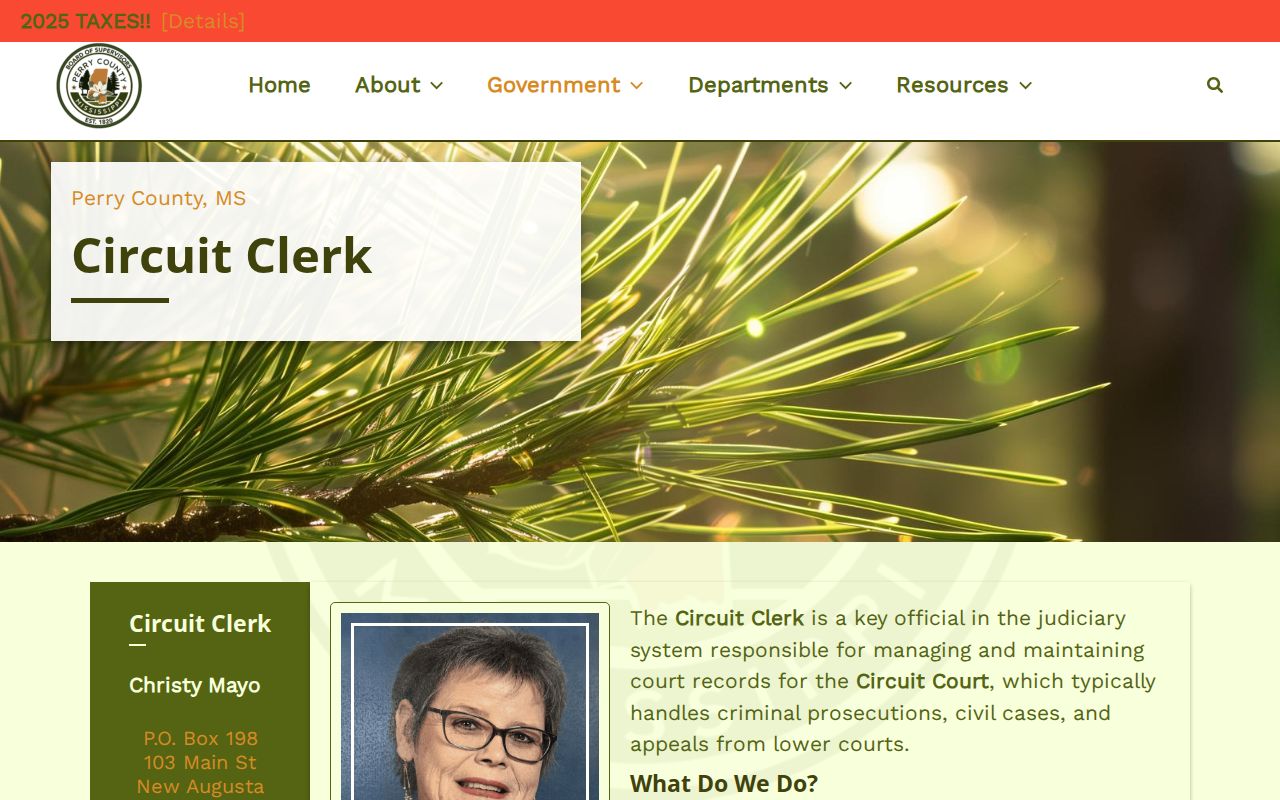 Perry County court case records Circuit Clerk office page