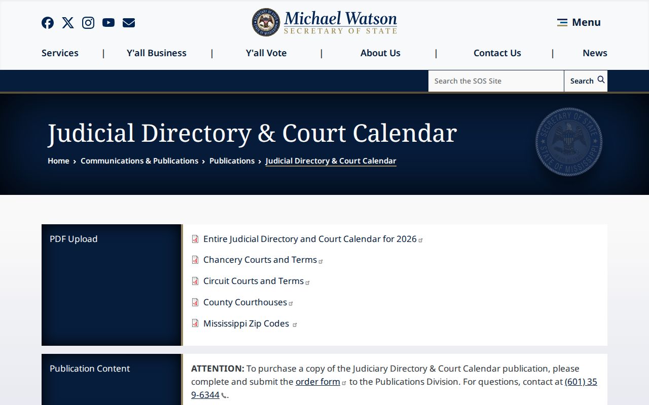 Perry County court docket Mississippi judicial directory source page