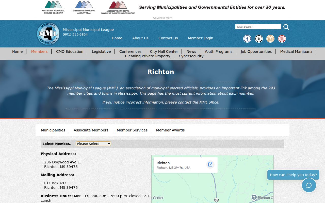 Richton court records Mississippi Municipal League clerk contact profile
