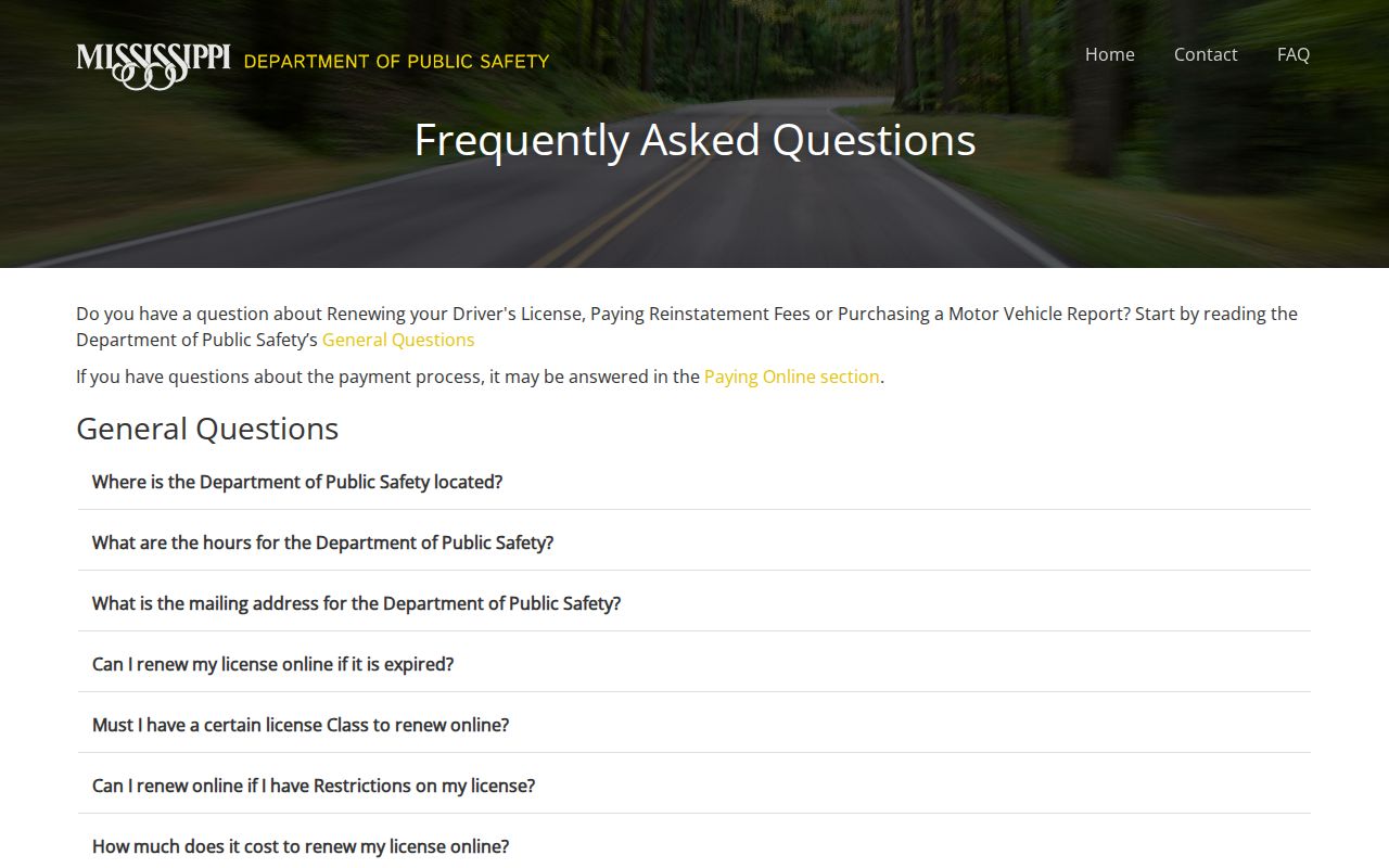 Perry County traffic court records Mississippi DPS clearance FAQ