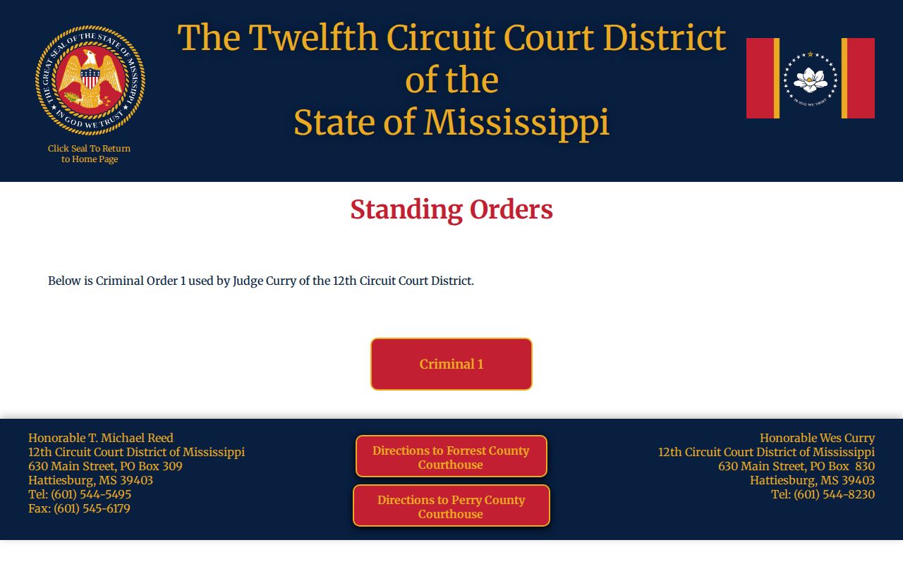 Perry County traffic court records Twelfth Circuit standing orders source